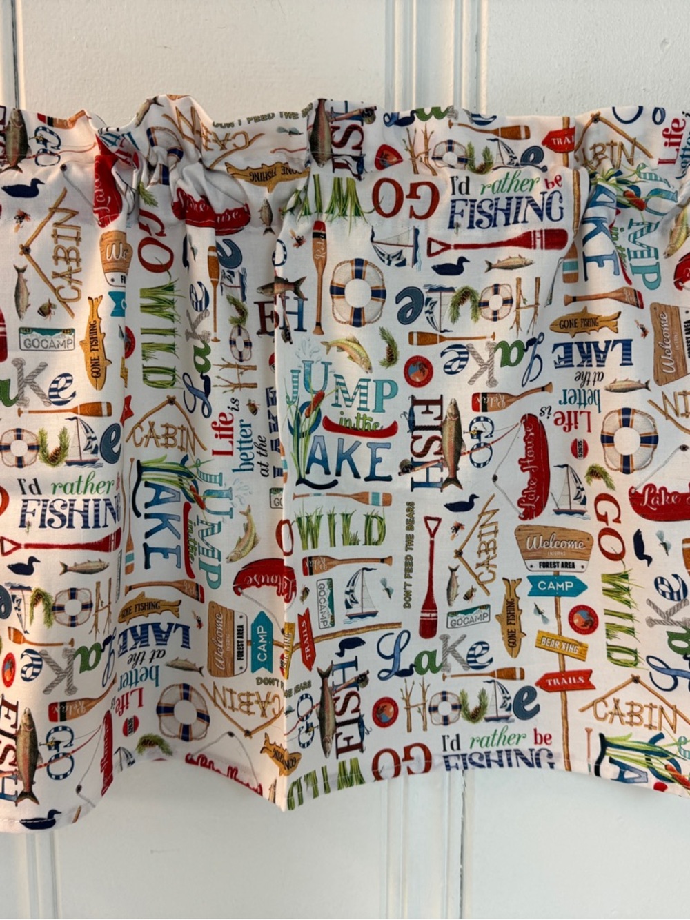 Lake Life Fishing Pattern Valance Curtain